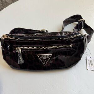 Guess black and purple animal print belt bag new with tags!